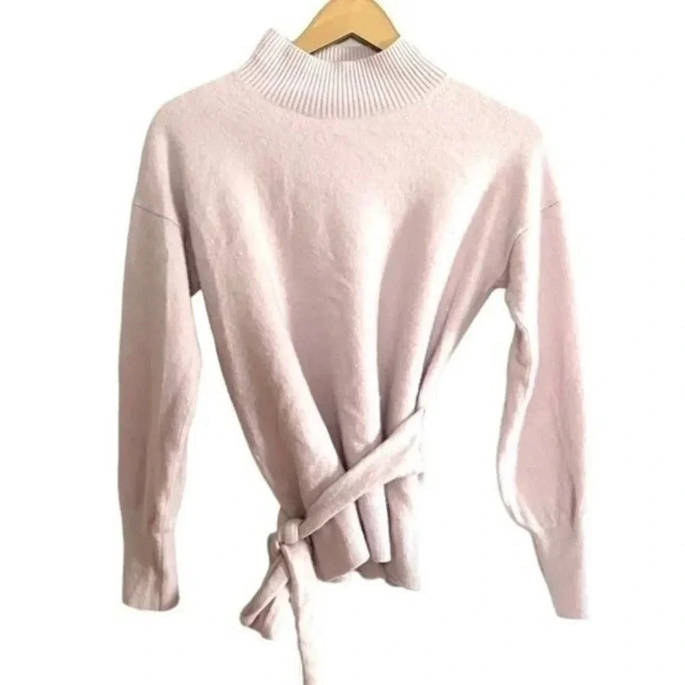Club Monaco Pink Cashmere Belted Sweater